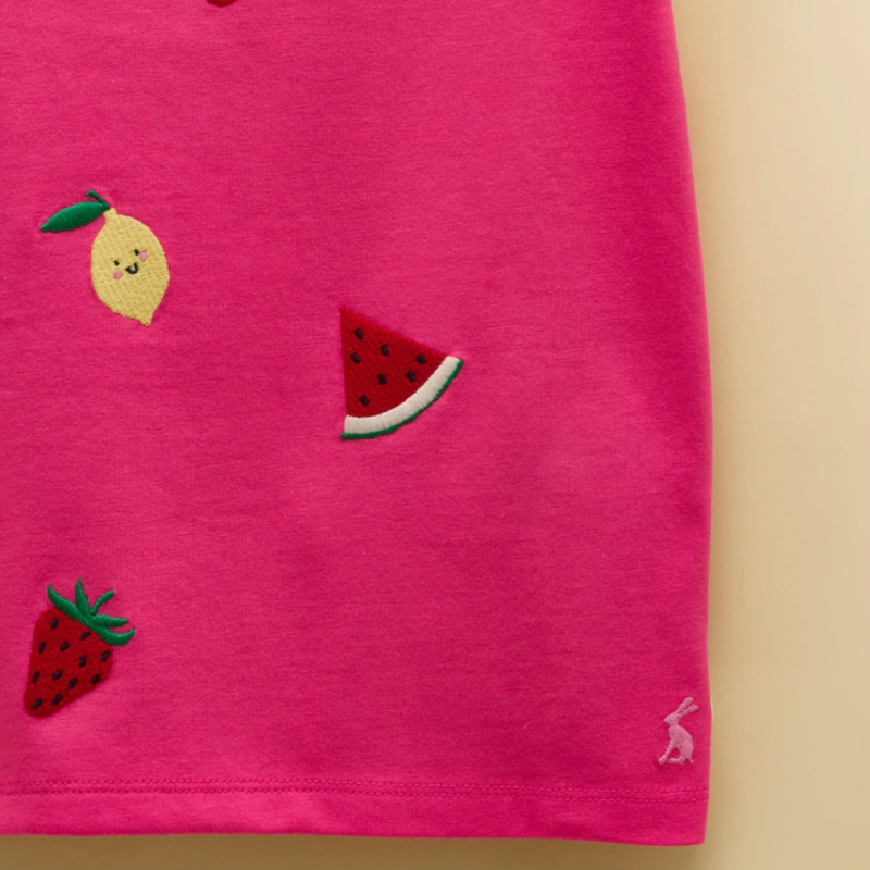 Joules Girls' Waverley Frill Sleeve T-Shirt - Pink-3