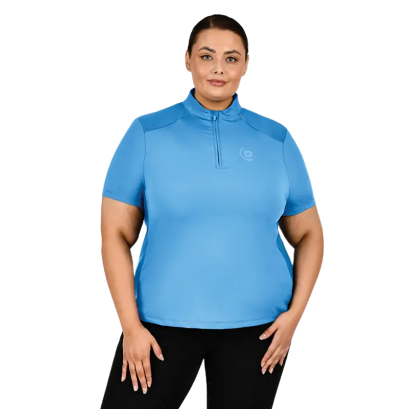 Dublin Ladies Curve Tabby Short Sleeve Riding Top - Costal Blue