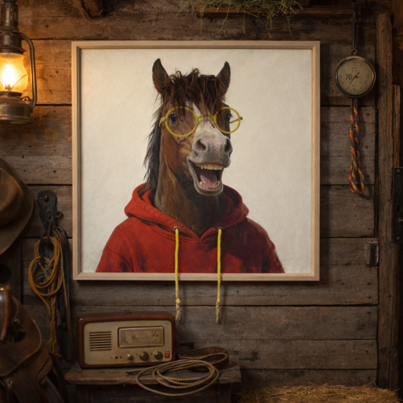 Horse In A Red Hoodie Picture-3