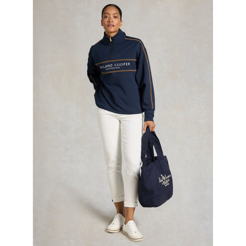 Holland Cooper Equestrian Quarter Zip Neck Sweat - Ink Navy-2