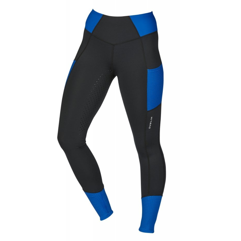 Dublin Ladies Power Performance Mid Rise Colour Block Tights - Black/Cobalt