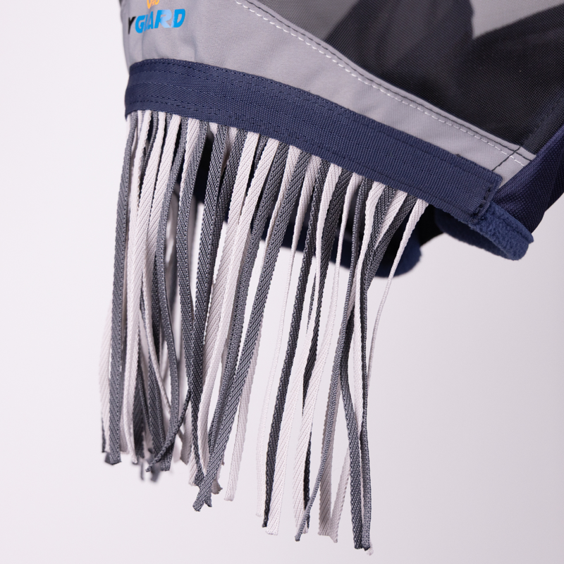 Shires FlyGuard Pro Fine Mesh Fly Mask Earless and Nose Fringe - Navy-3