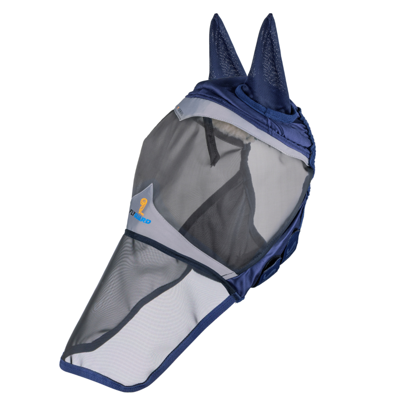 Shires FlyGuard Pro Fine Mesh Fly Mask with Ears and Square Nose - Navy-1
