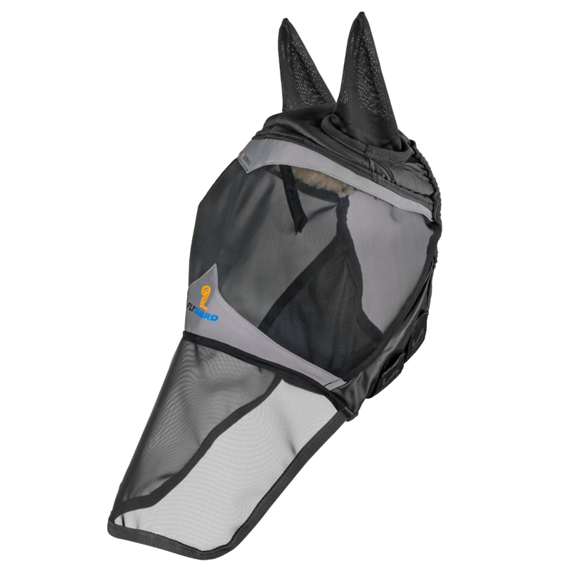 Shires FlyGuard Pro Fine Mesh Fly Mask with Ears and Square Nose - Jet-1