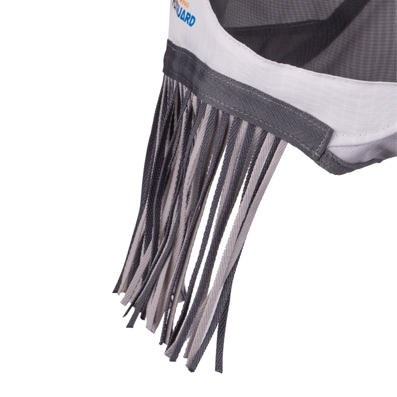 Shires FlyGuard Pro Sun Shade Fly Mask with Ears and Nose Fringe - White-5