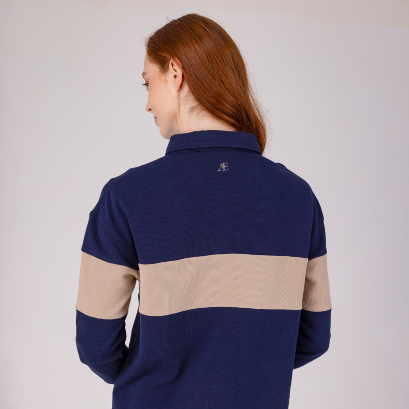 Aubrion Equestrian Button Sweatshirt - Midnight/Taupe-2