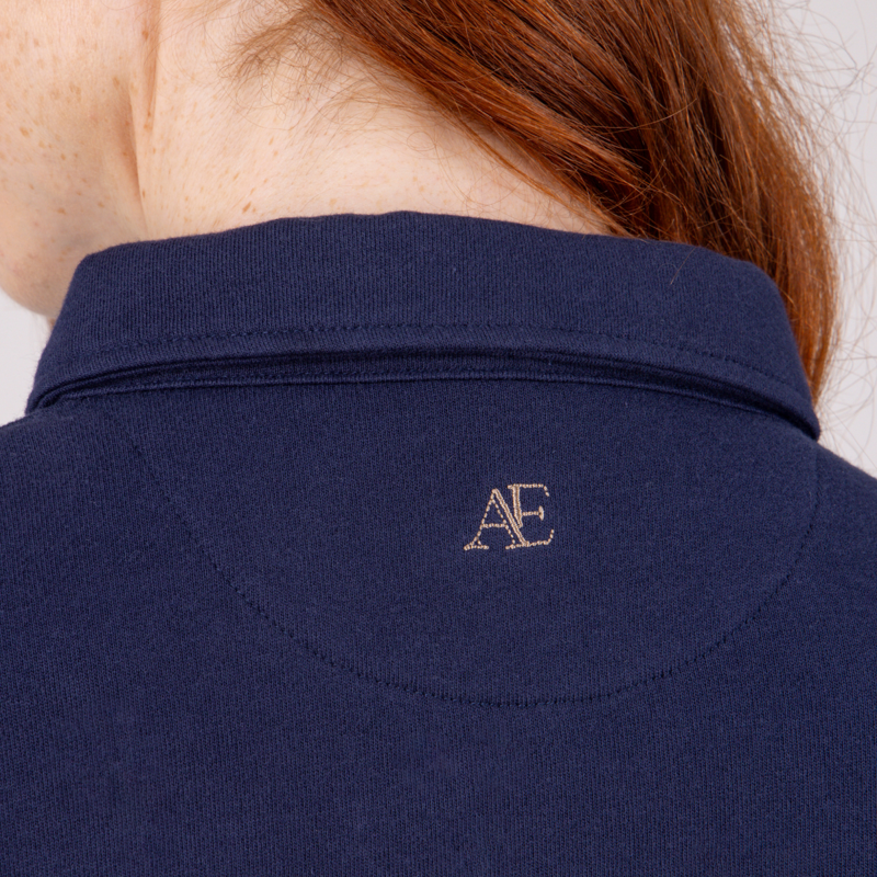 Aubrion Equestrian Button Sweatshirt - Midnight/Taupe-3