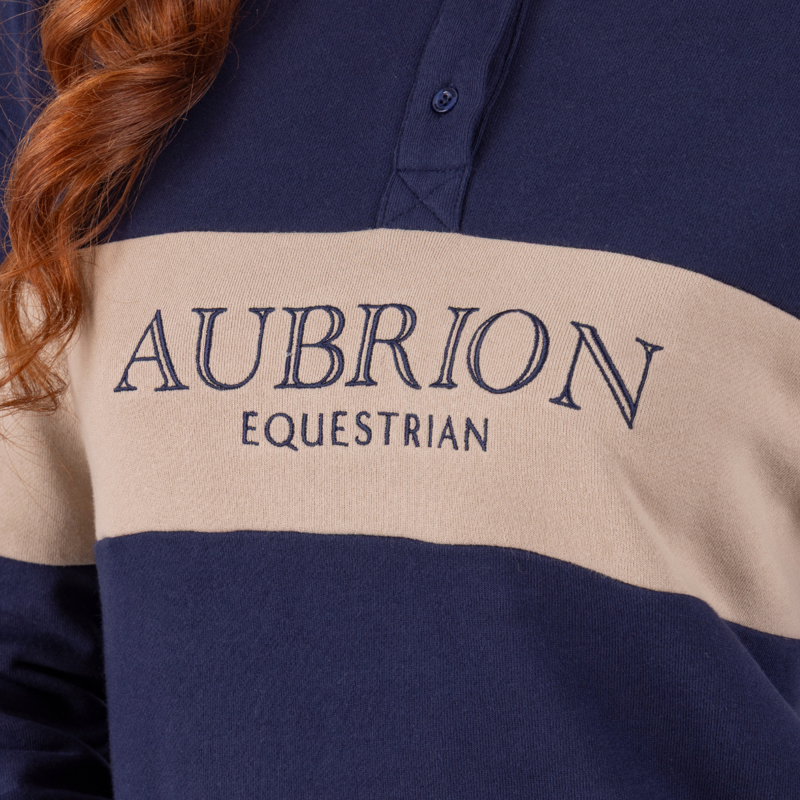 Aubrion Equestrian Button Sweatshirt - Midnight/Taupe-5