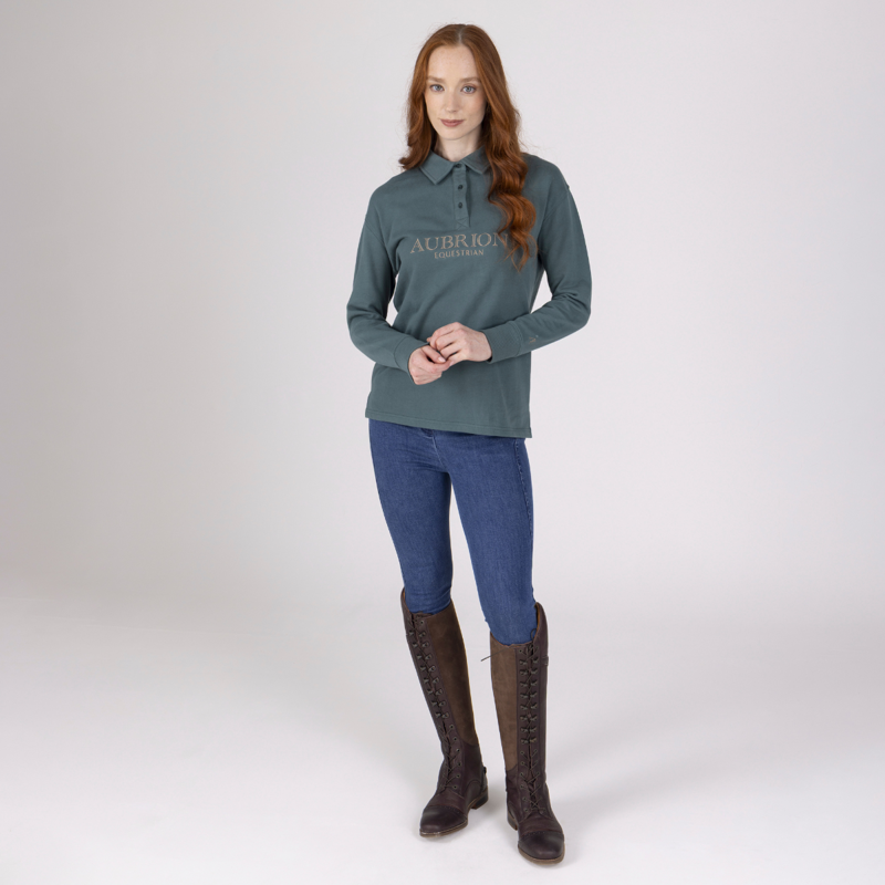 Aubrion Equestrian Button Sweatshirt - Thyme-1