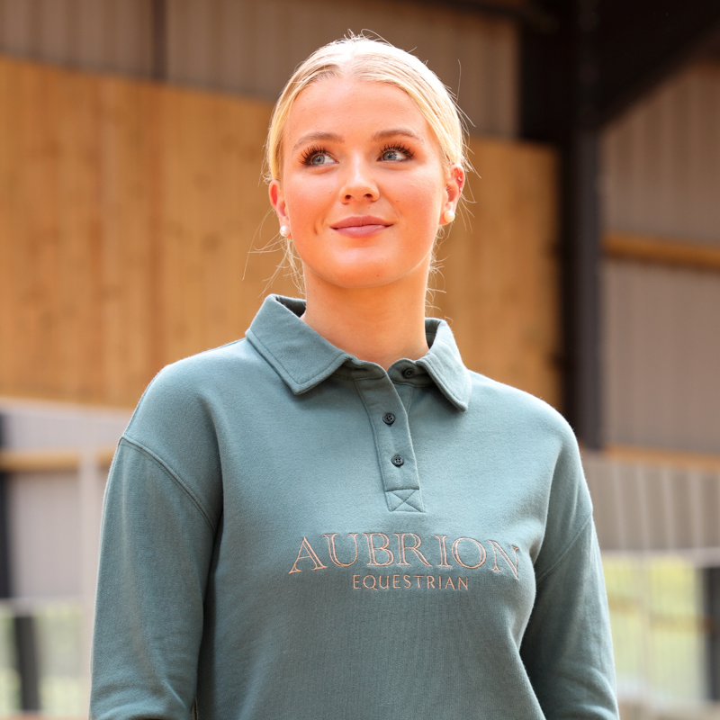 Aubrion Equestrian Button Sweatshirt - Thyme-3