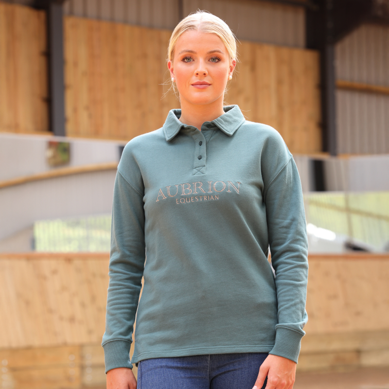 Aubrion Equestrian Button Sweatshirt - Thyme-4