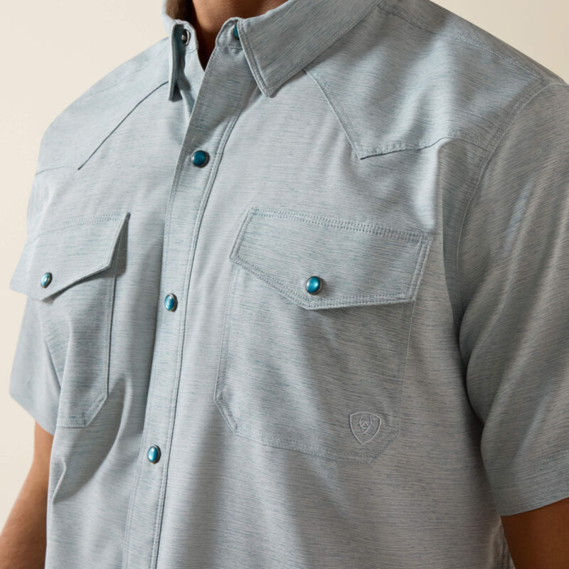 Ariat Men's VentTEK Western Fitted Shirt - Blue Heather-2