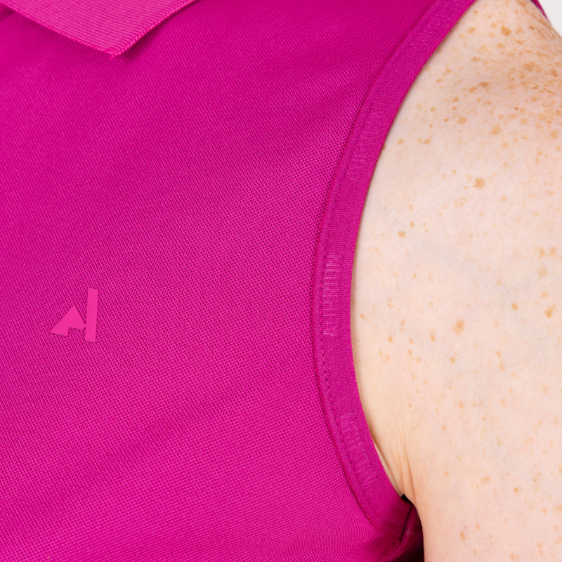 Aubrion React Sleeveless Tech Polo - Fuchsia-1