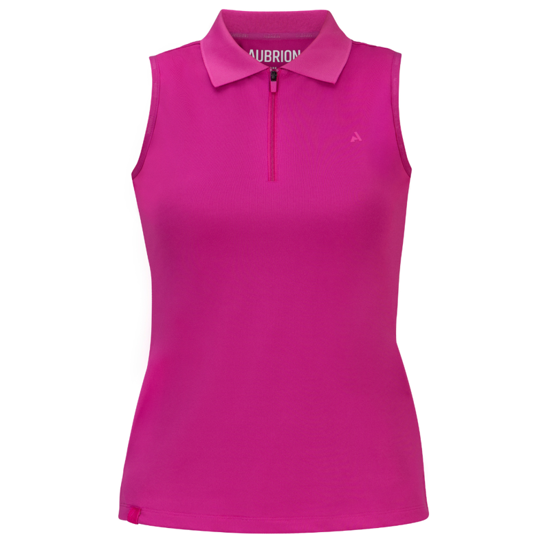 Aubrion React Sleeveless Tech Polo - Fuchsia