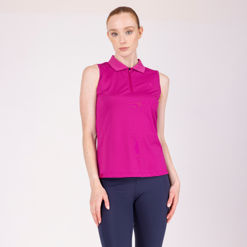 Aubrion React Sleeveless Tech Polo - Fuchsia-4