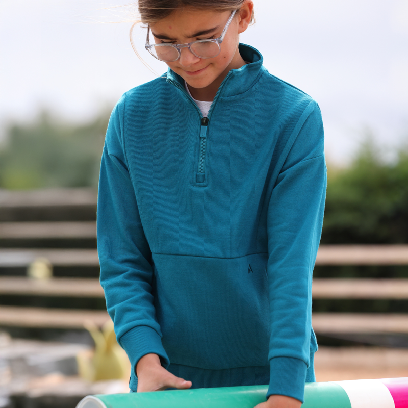 Aubrion React Young Rider Quarter Zip Sweater - Kingfisher-6