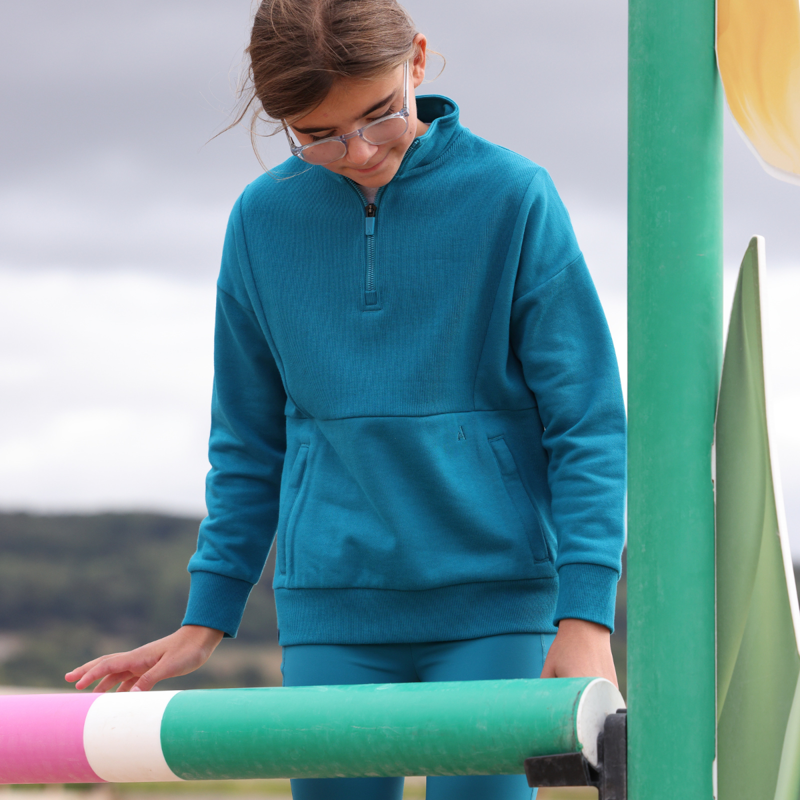 Aubrion React Young Rider Quarter Zip Sweater - Kingfisher-9