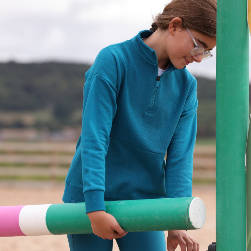Aubrion React Young Rider Quarter Zip Sweater - Kingfisher-10