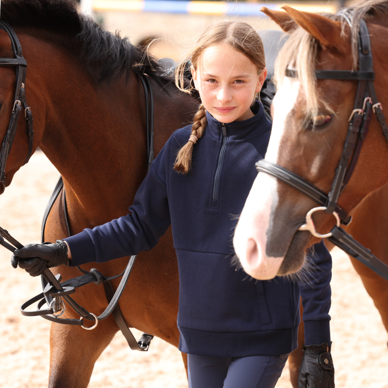 Aubrion React Young Rider Quarter Zip Sweater - Midnight-3