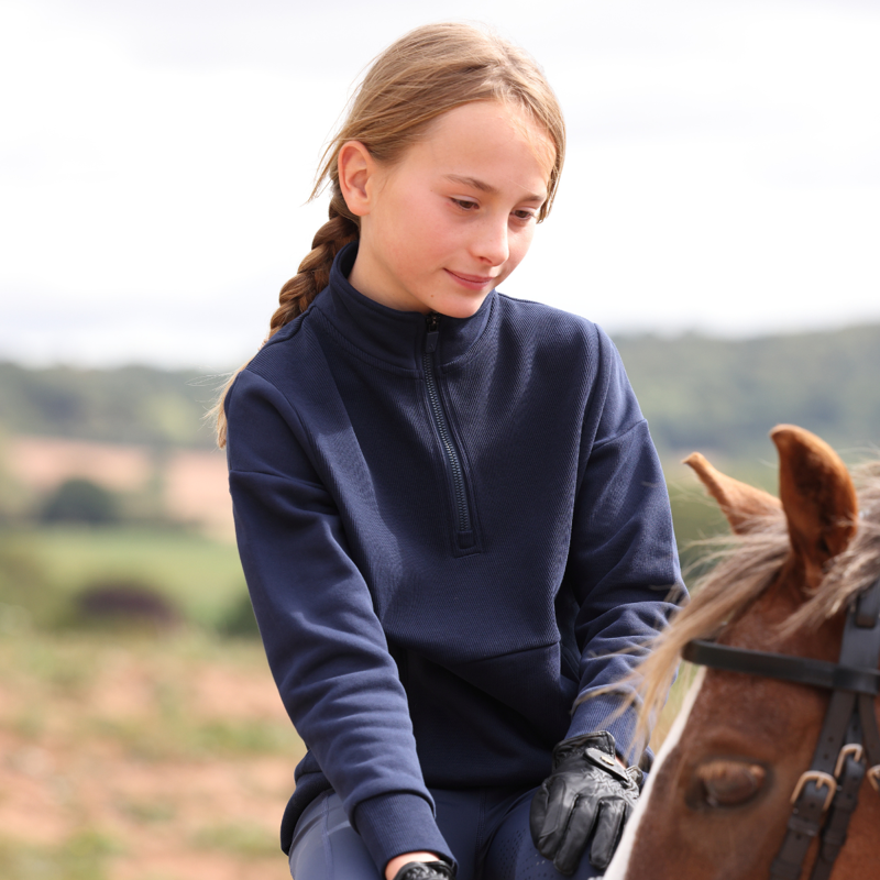 Aubrion React Young Rider Quarter Zip Sweater - Midnight-5