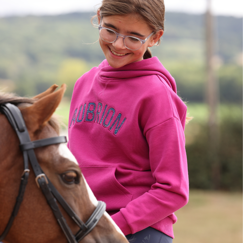 Aubrion Young Rider React Hoodie - Fuchsia-11