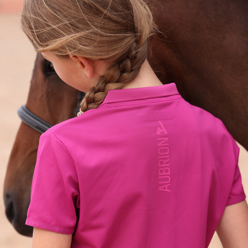 Aubrion React Young Rider Tech Polo - Fuchsia-5