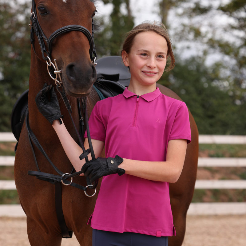 Aubrion React Young Rider Tech Polo - Fuchsia-6