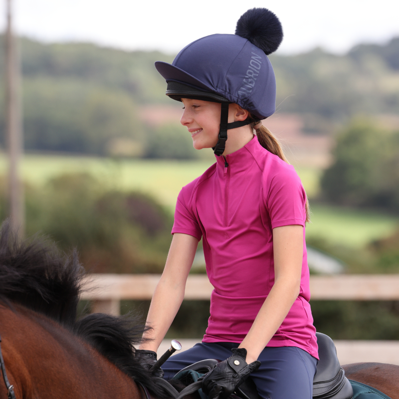 Aubrion React Young Rider Tech Polo - Fuchsia-7