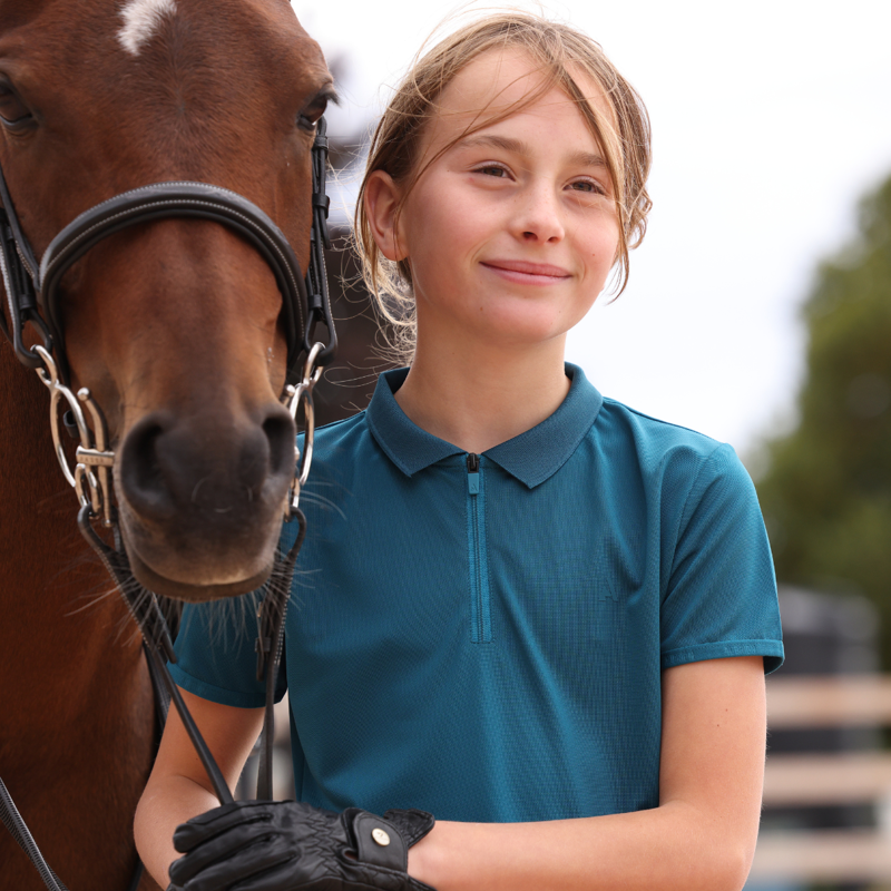 Aubrion React Young Rider Tech Polo - Kingfisher-2