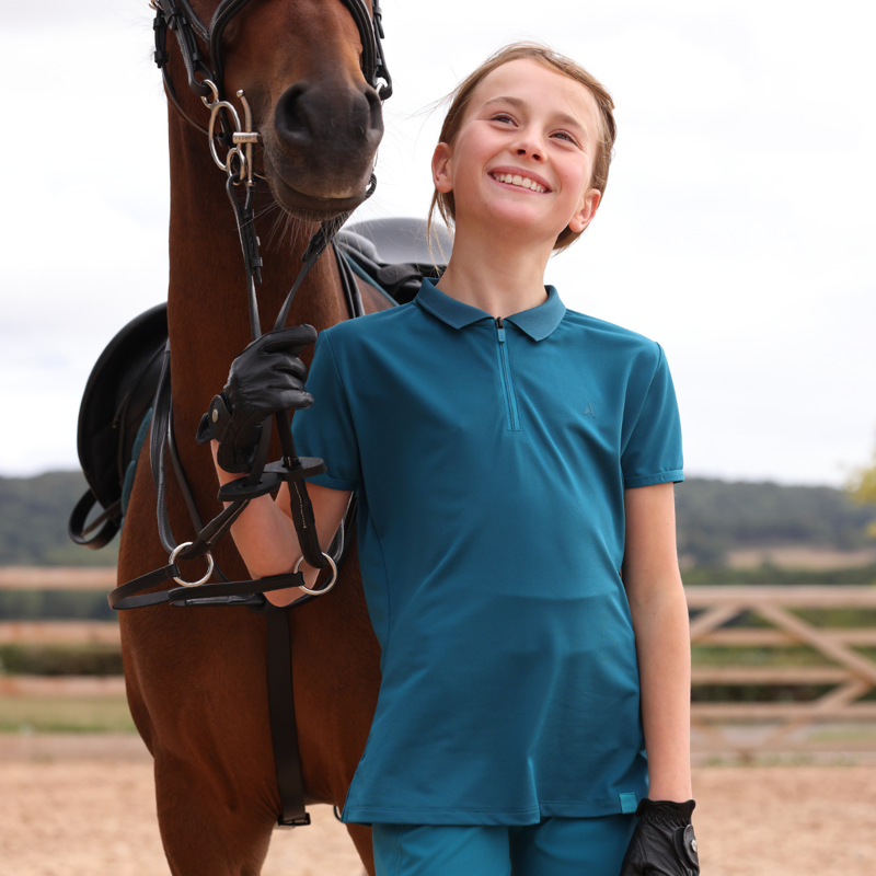 Aubrion React Young Rider Tech Polo - Kingfisher-4