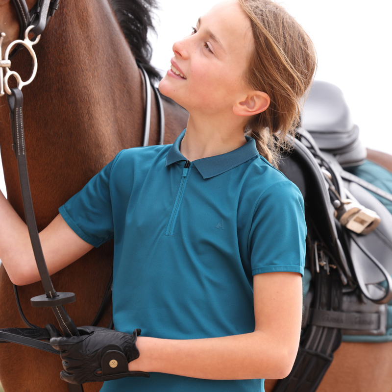 Aubrion React Young Rider Tech Polo - Kingfisher-6