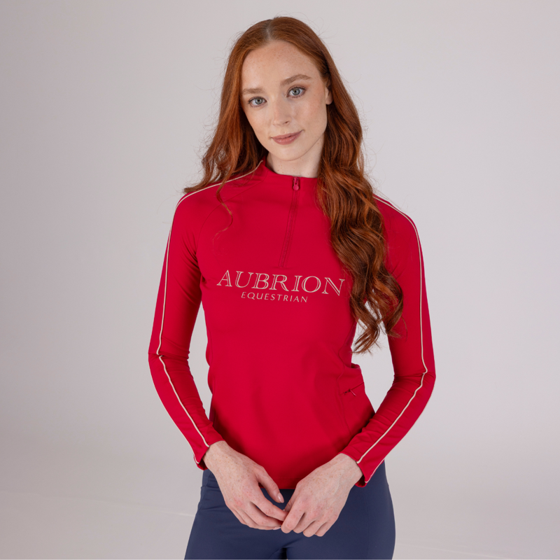 Aubrion Equestrian Long Sleeve Base Layer - Dewberry-5