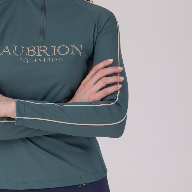 Aubrion Equestrian Long Sleeve Base Layer - Thyme-1
