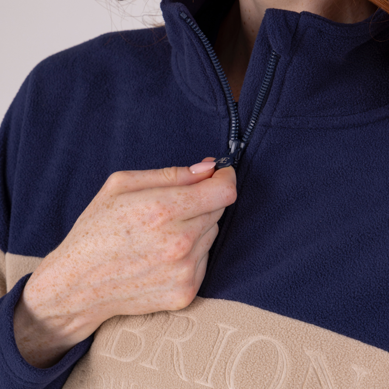 Aubrion Equestrian Quarter Zip Fleece - Midnight/Taupe-8