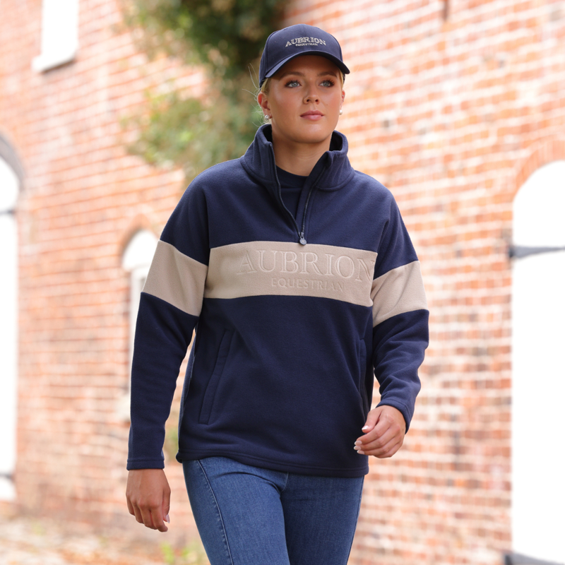 Aubrion Equestrian Quarter Zip Fleece - Midnight/Taupe-1