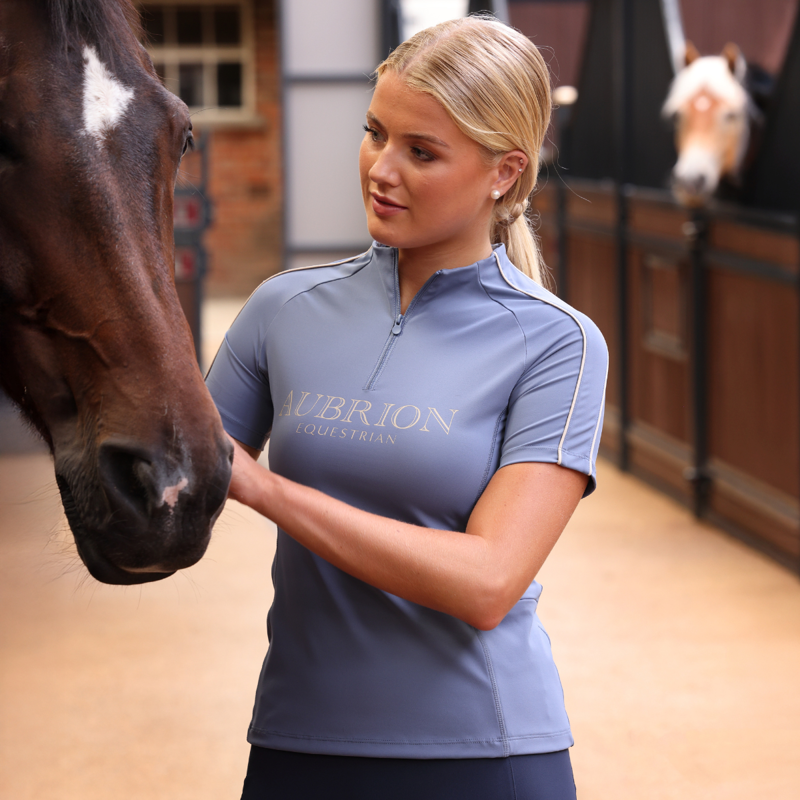 Aubrion Equestrian Short Sleeve Base Layer - Storm-7
