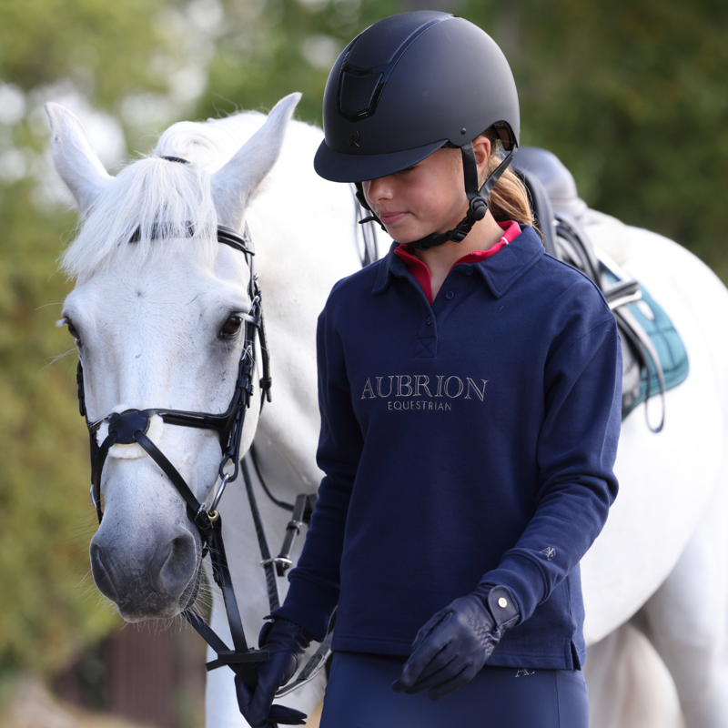Aubrion Equestrian Young Rider Button Sweatshirt - Midnight-3