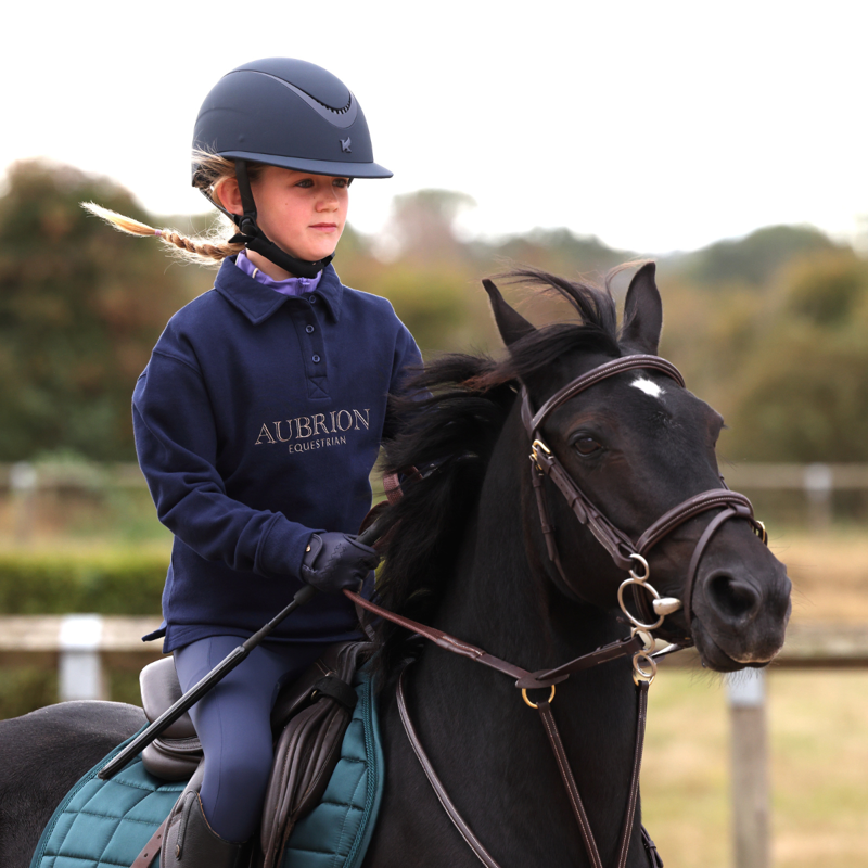 Aubrion Equestrian Young Rider Button Sweatshirt - Midnight-4