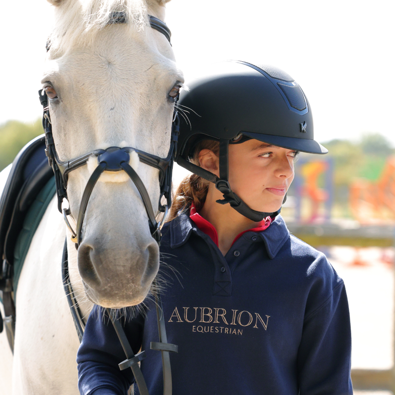 Aubrion Equestrian Young Rider Button Sweatshirt - Midnight-5