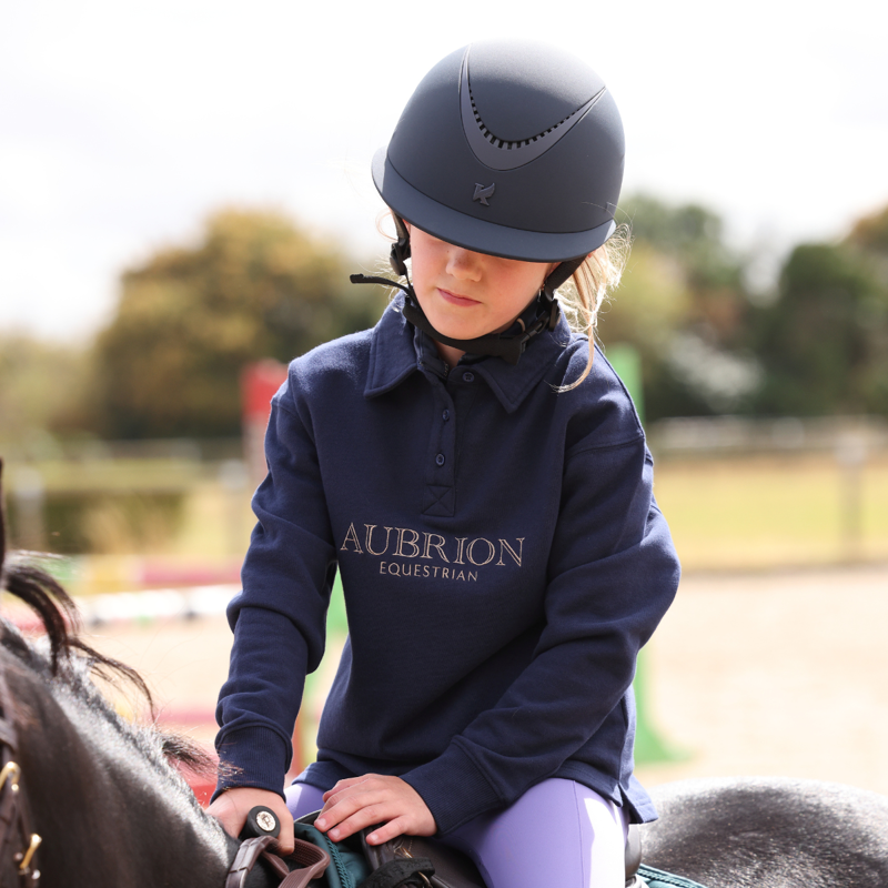 Aubrion Equestrian Young Rider Button Sweatshirt - Midnight-6
