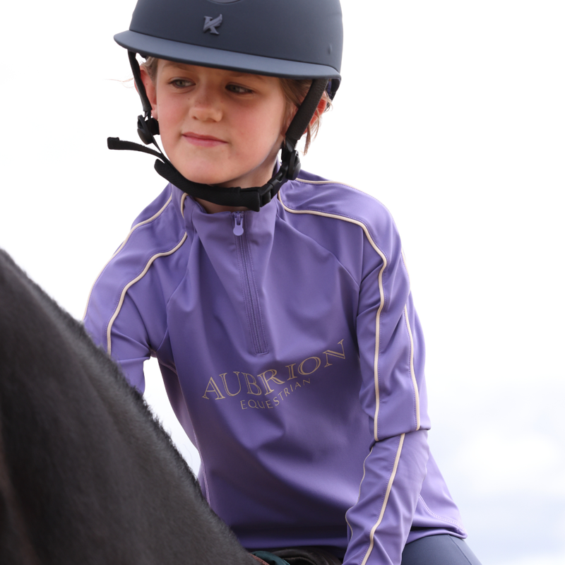 Aubrion Equestrian Young Rider Long Sleeve Base Layer - Heather-6