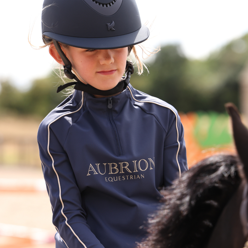 Aubrion Equestrian Young Rider Long Sleeve Base Layer - Midnight-4
