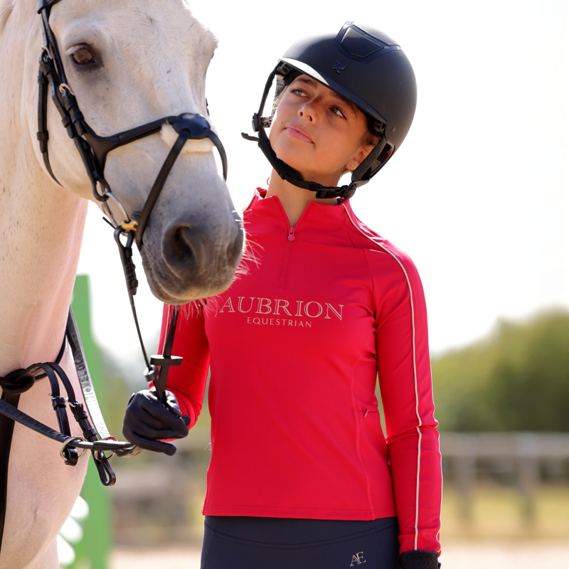 Aubrion Equestrian Young Rider Long Sleeve Base Layer - Dewberry-7