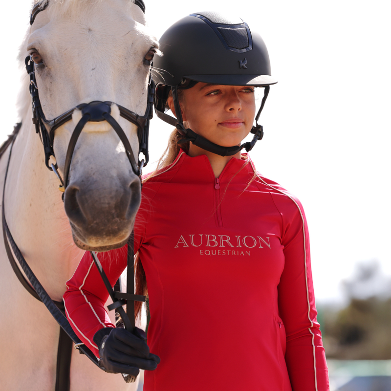 Aubrion Equestrian Young Rider Long Sleeve Base Layer - Dewberry-8