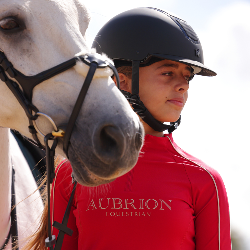 Aubrion Equestrian Young Rider Long Sleeve Base Layer - Dewberry-10
