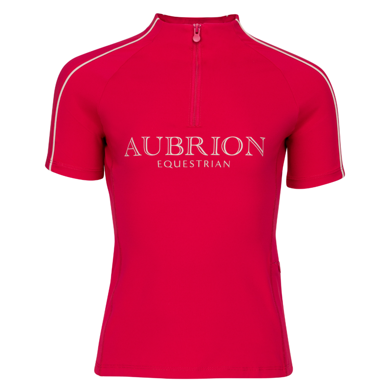Aubrion Equestrian Young Rider Short Sleeve Base Layer - Dewberry