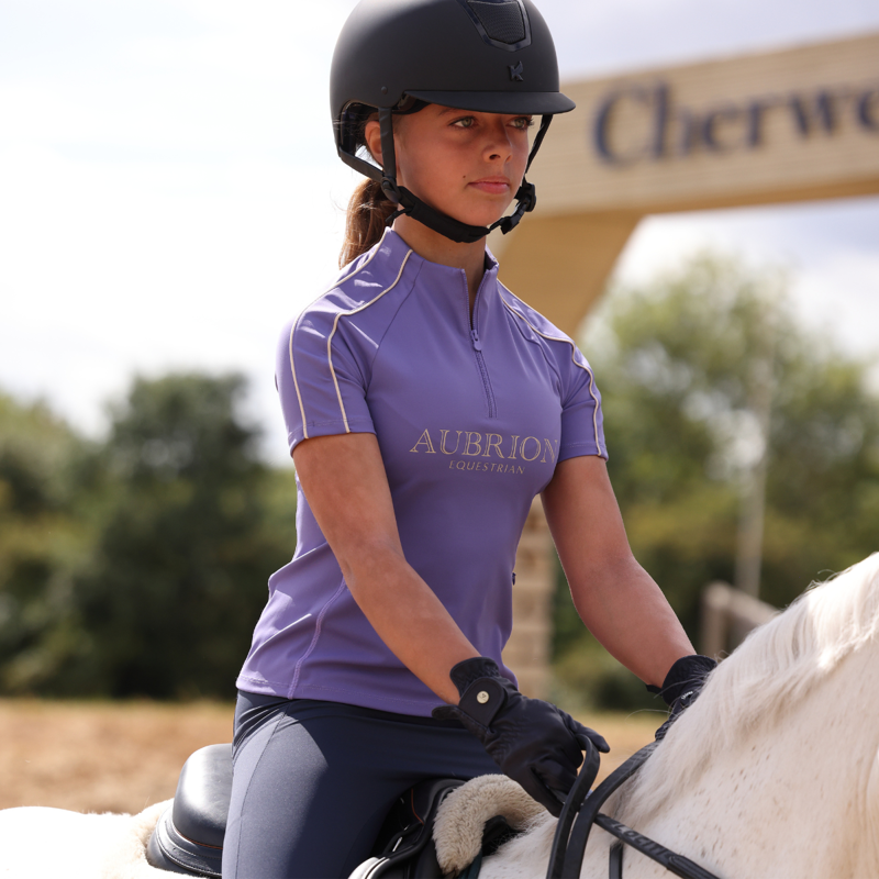 Aubrion Equestrian Young Rider Short Sleeve Base Layer - Heather-6