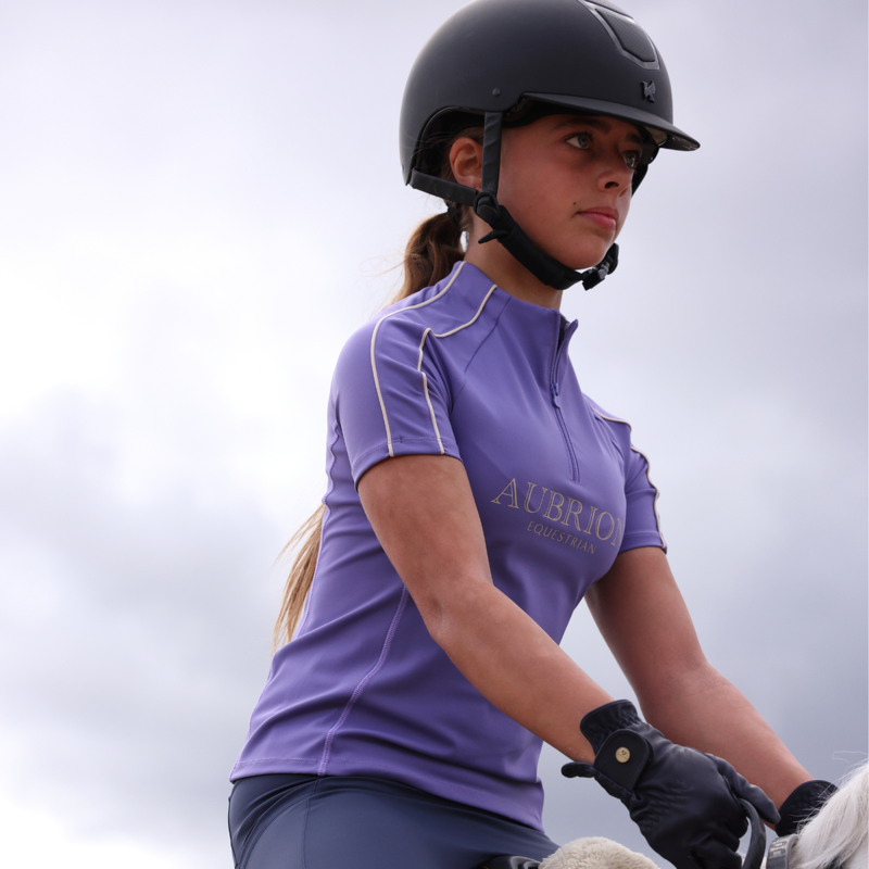 Aubrion Equestrian Young Rider Short Sleeve Base Layer - Heather-7