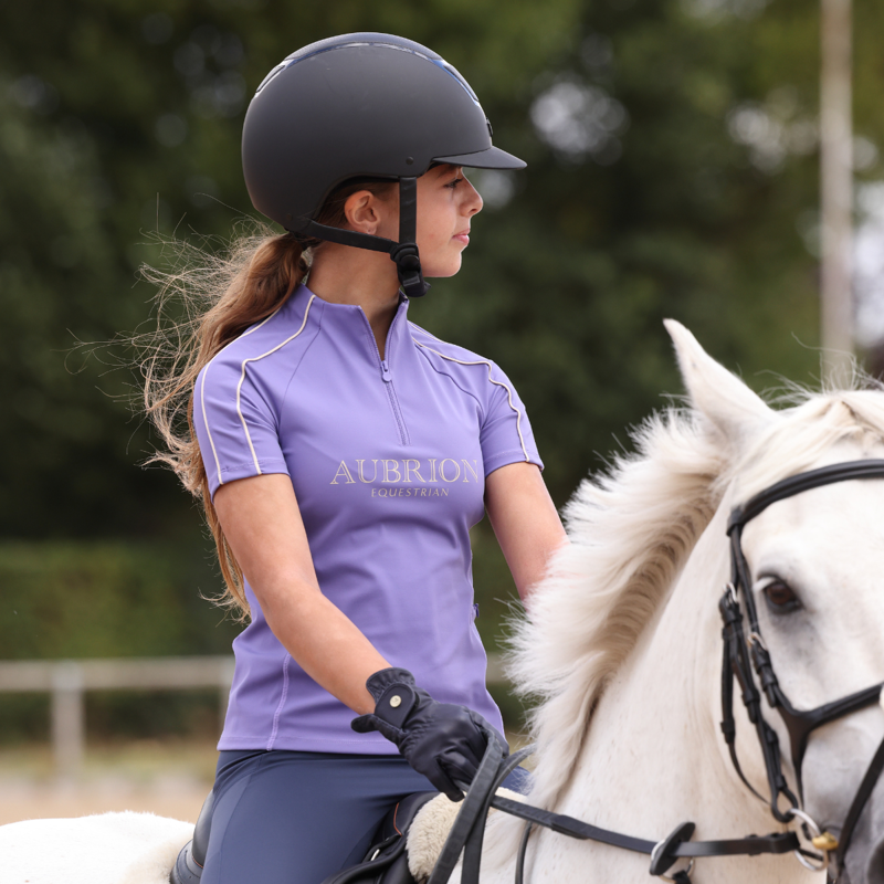 Aubrion Equestrian Young Rider Short Sleeve Base Layer - Heather-8