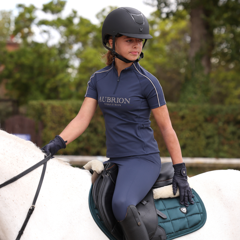 Aubrion Equestrian Young Rider Short Sleeve Base Layer - Midnight-6